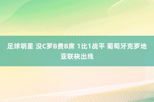 足球明星 没C罗B费B席 1比1战平 葡萄牙克罗地亚联袂出线