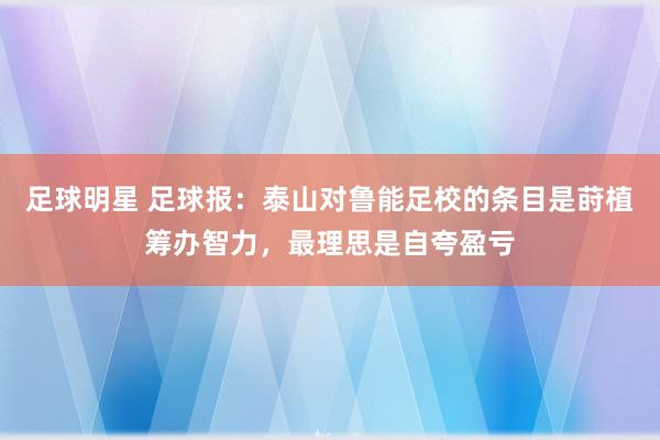 足球明星 足球报：泰山对鲁能足校的条目是莳植筹办智力，最理思是自夸盈亏